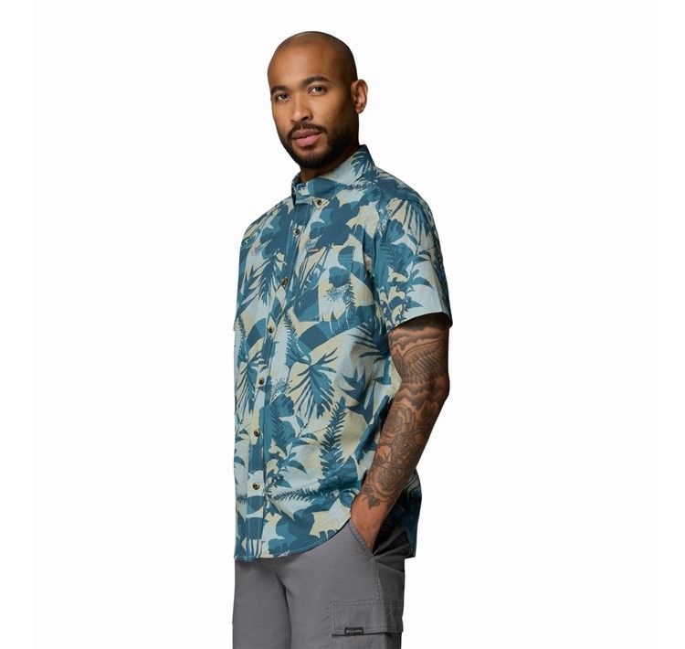 Ανδρικό Πουκάμισο Columbia Rapid Rivers Printed Short Sleeve Shirt 1768931-435 Πετρόλ