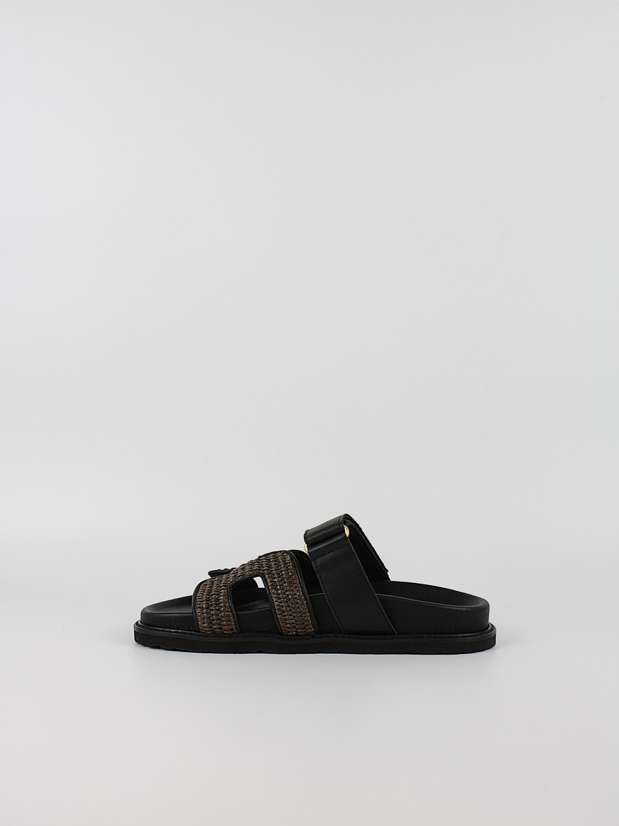 Γυναικεία Σανδάλια Komis-Komis E26 Black_raffia_b