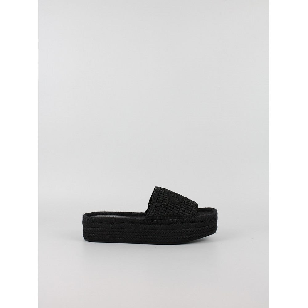 Γυναικεία Σανδάλια Calvin KLein Flatform Espadrille Raffia Mg HW0HW02895-0GJ Μαύρο