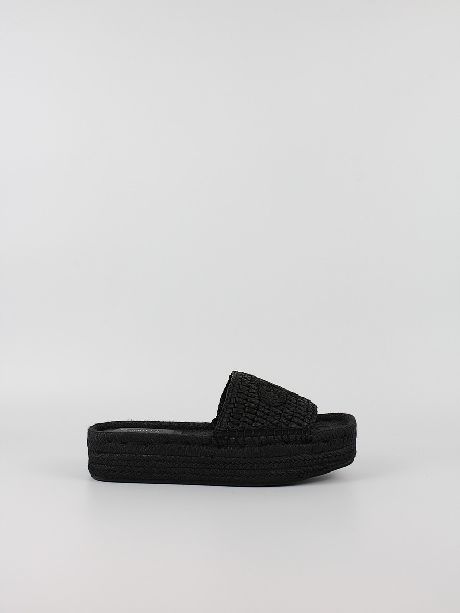 Γυναικεία Σανδάλια Calvin KLein Flatform Espadrille Raffia Mg HW0HW02895-0GJ Μαύρο