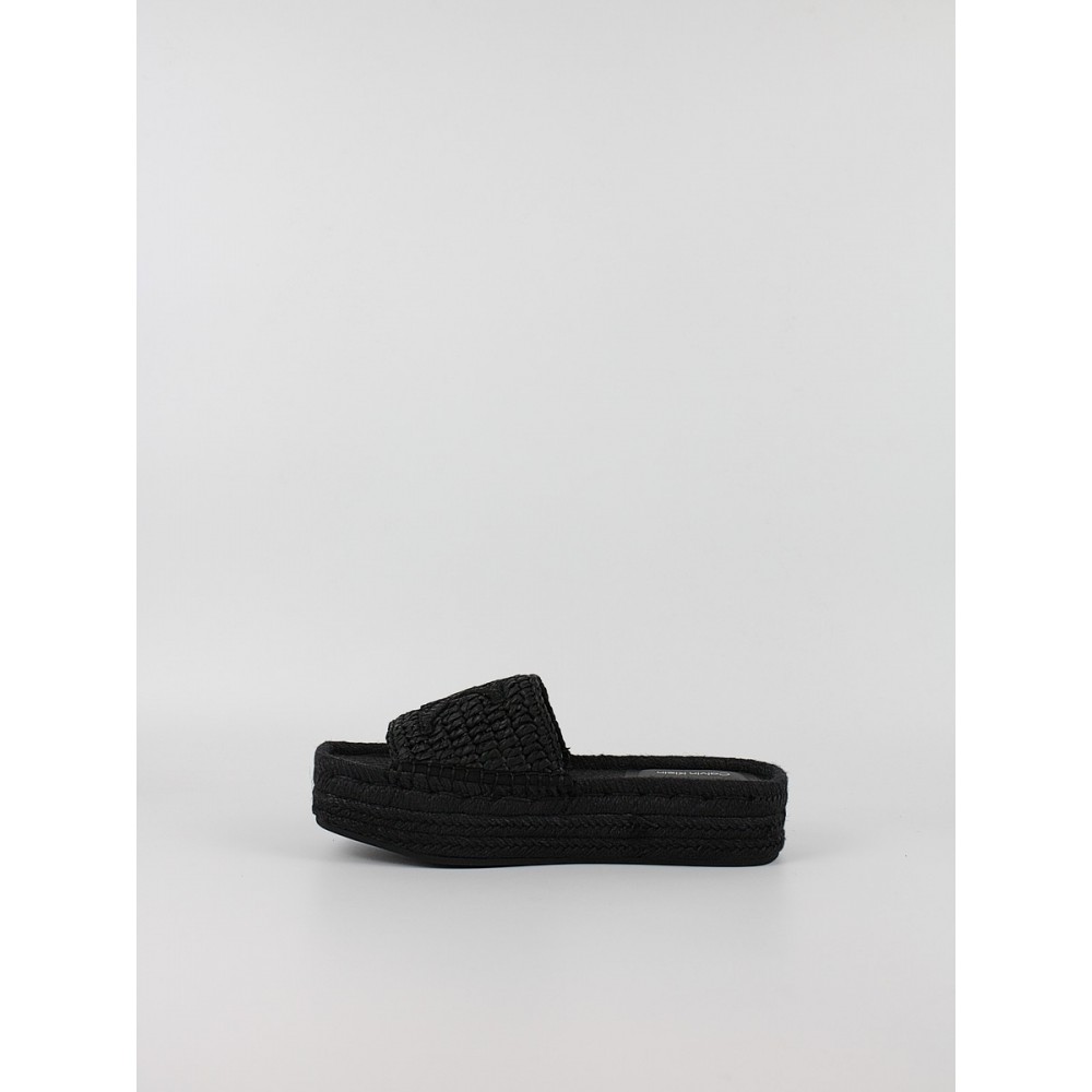 Γυναικεία Σανδάλια Calvin KLein Flatform Espadrille Raffia Mg HW0HW02895-0GJ Μαύρο