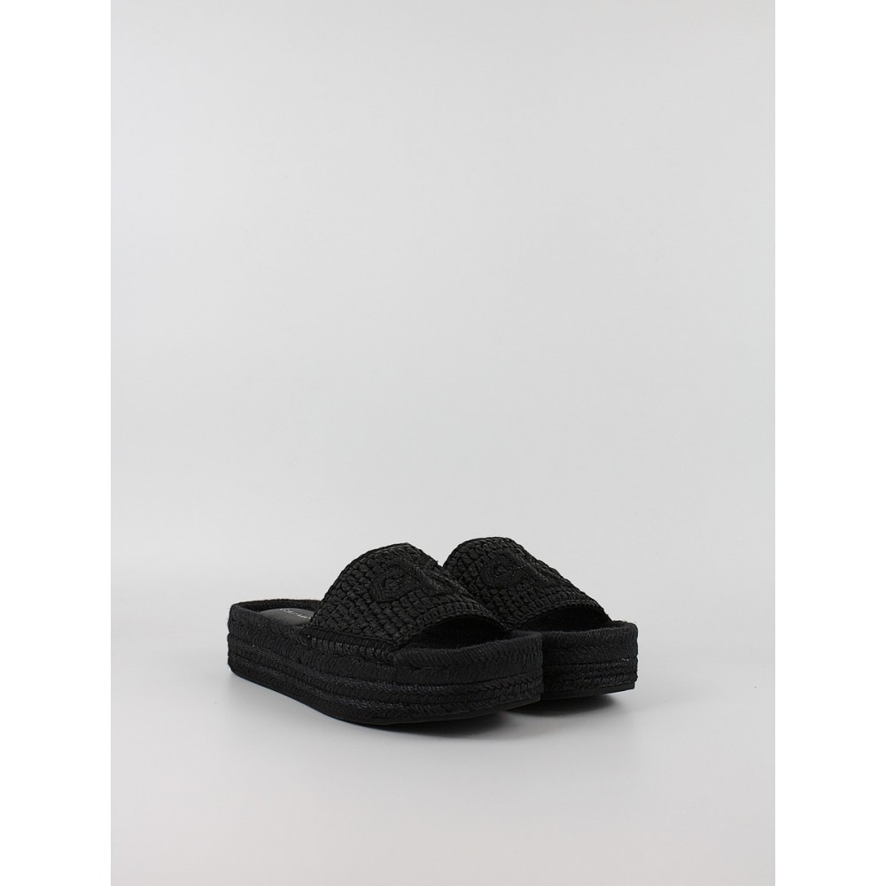 Γυναικεία Σανδάλια Calvin KLein Flatform Espadrille Raffia Mg HW0HW02895-0GJ Μαύρο