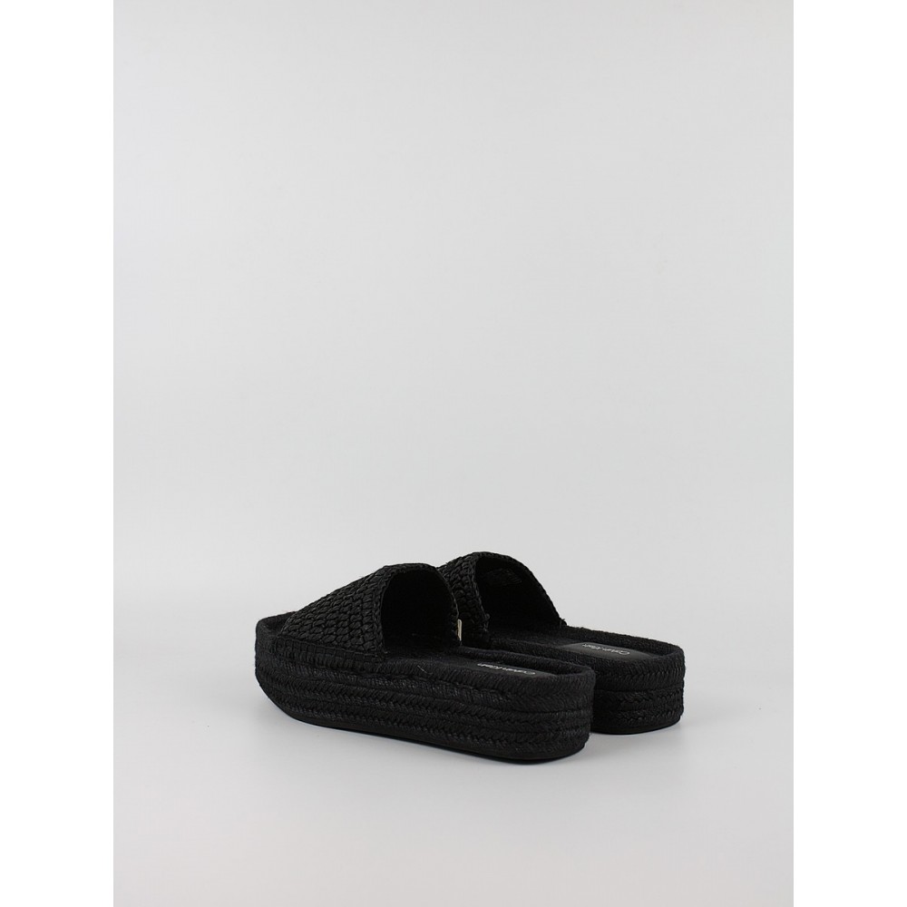 Γυναικεία Σανδάλια Calvin KLein Flatform Espadrille Raffia Mg HW0HW02895-0GJ Μαύρο