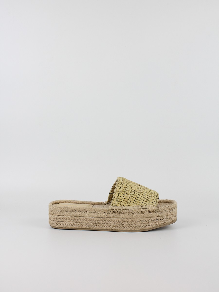 Γυναικεία Σανδάλια Calvin KLein Flatform Espadrille Raffia Mg HW0HW02895-AAM Μπεζ