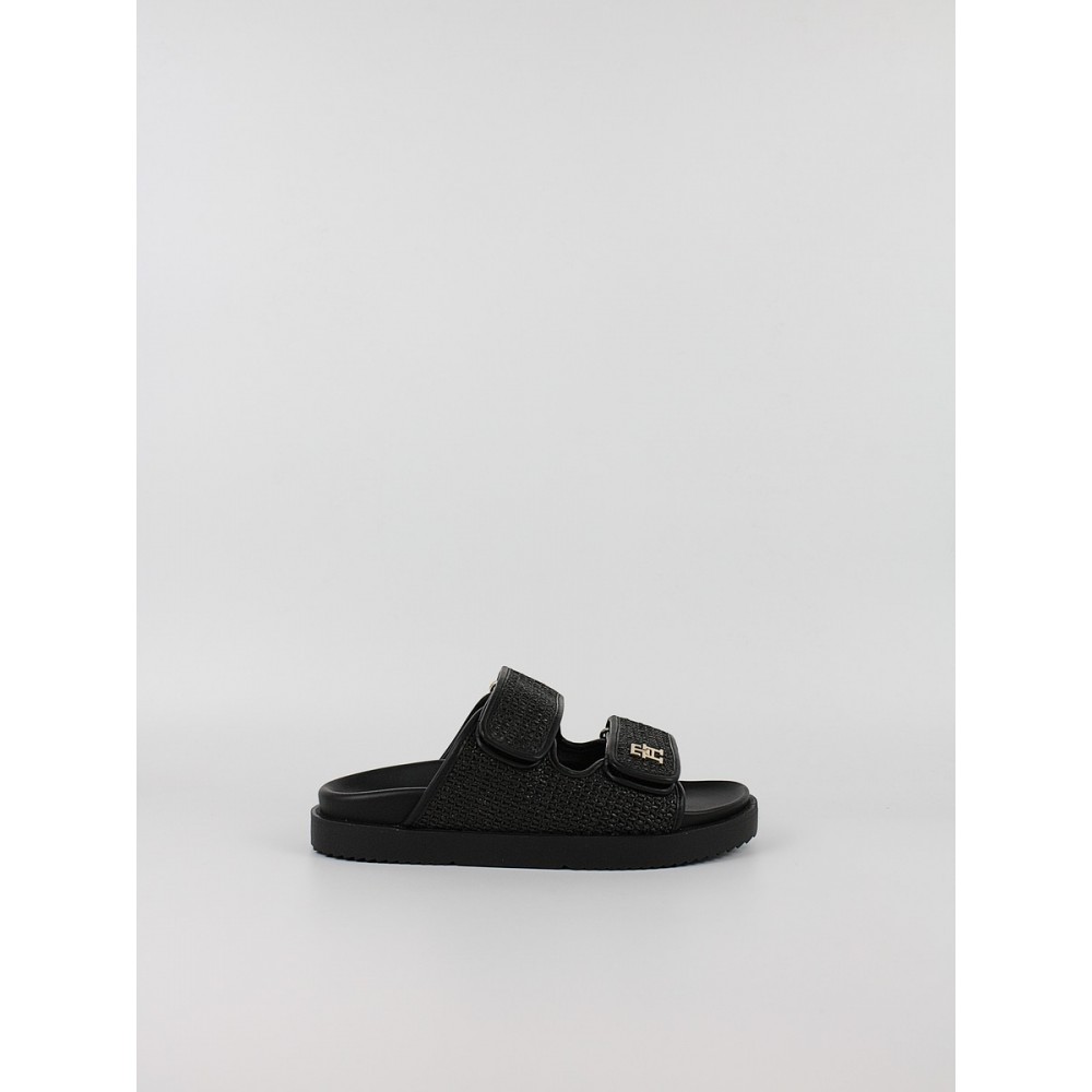 Γυναικεία Mule Tommy Hilfiger Double Strap Raffia Sandal FW0FW09122-BDS Μαύρο