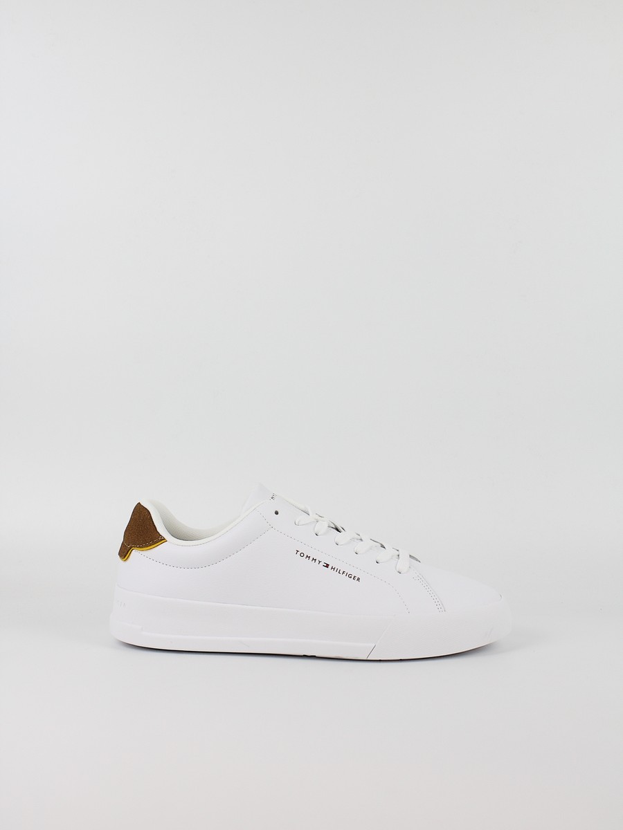 Ανδρικά Sneaker Tommy Hilfiger Th Court Leather Detail Ess FM0FM05367-02R Ασπρο