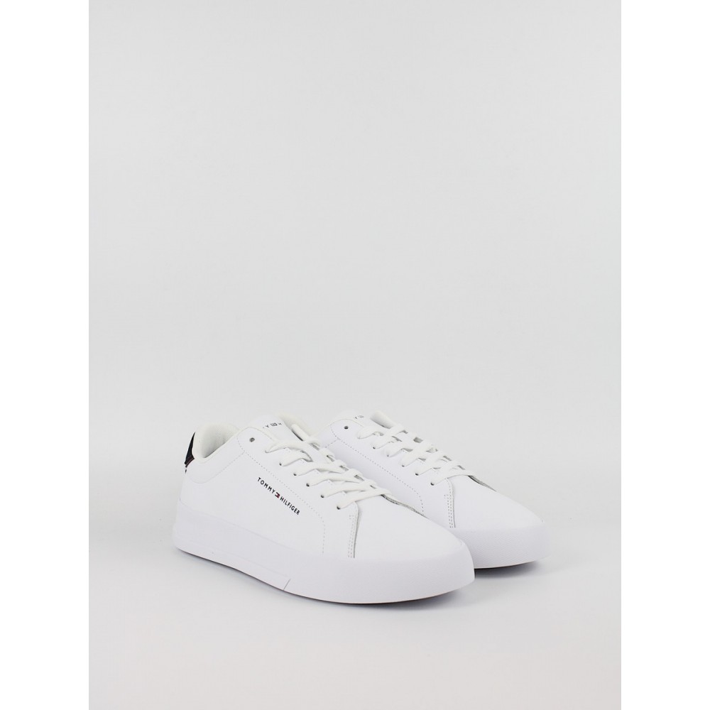 Ανδρικά Sneaker Tommy Hilfiger Th Court Leather Detail Ess FM0FM05367-0LD Ασπρο