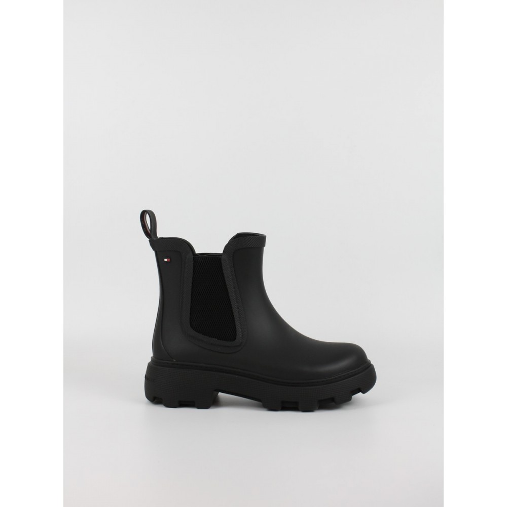 Γυναικεία Γαλοτσάκια Tommy Hilfiger Rubber Flag Cleated Rainboot FW0FW09387-BDS Μαύρο
