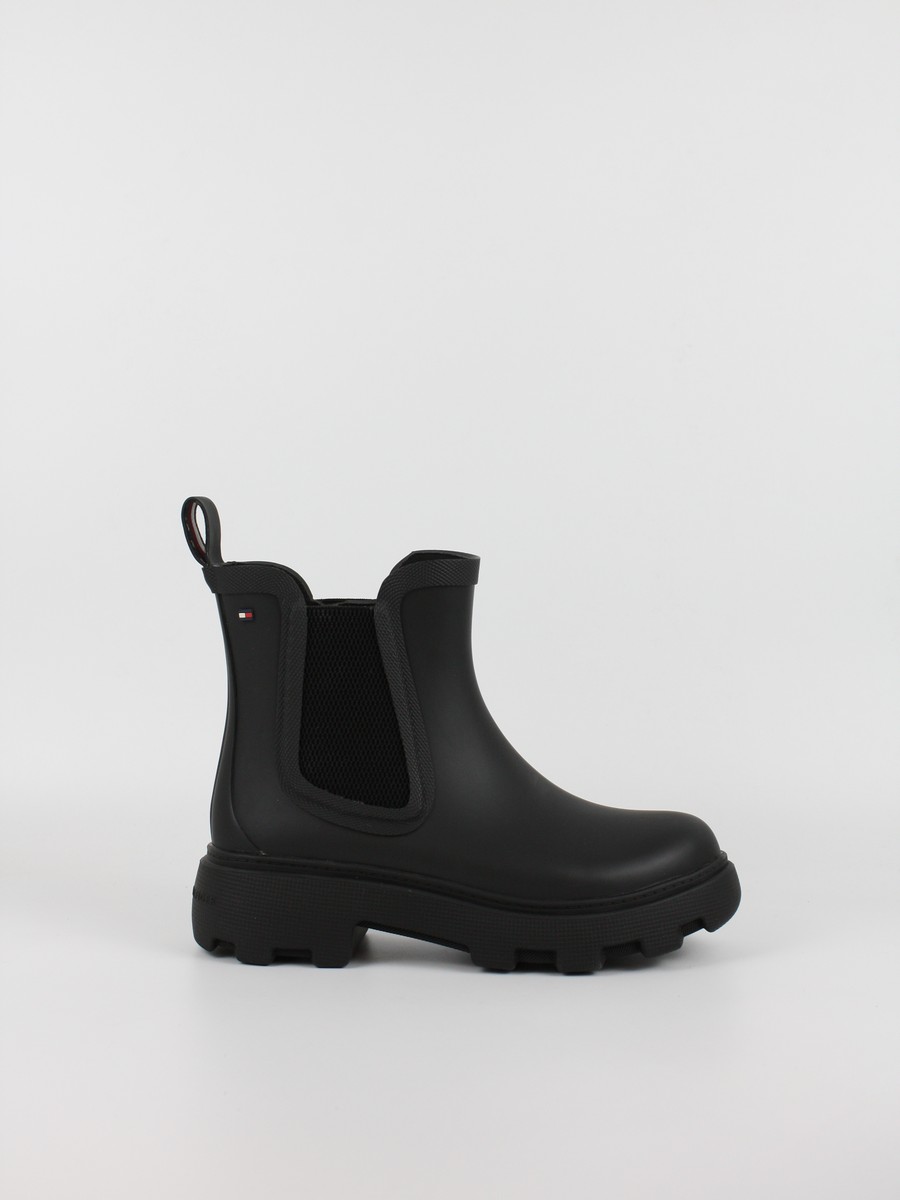 Γυναικεία Γαλοτσάκια Tommy Hilfiger Rubber Flag Cleated Rainboot FW0FW09387-BDS Μαύρο
