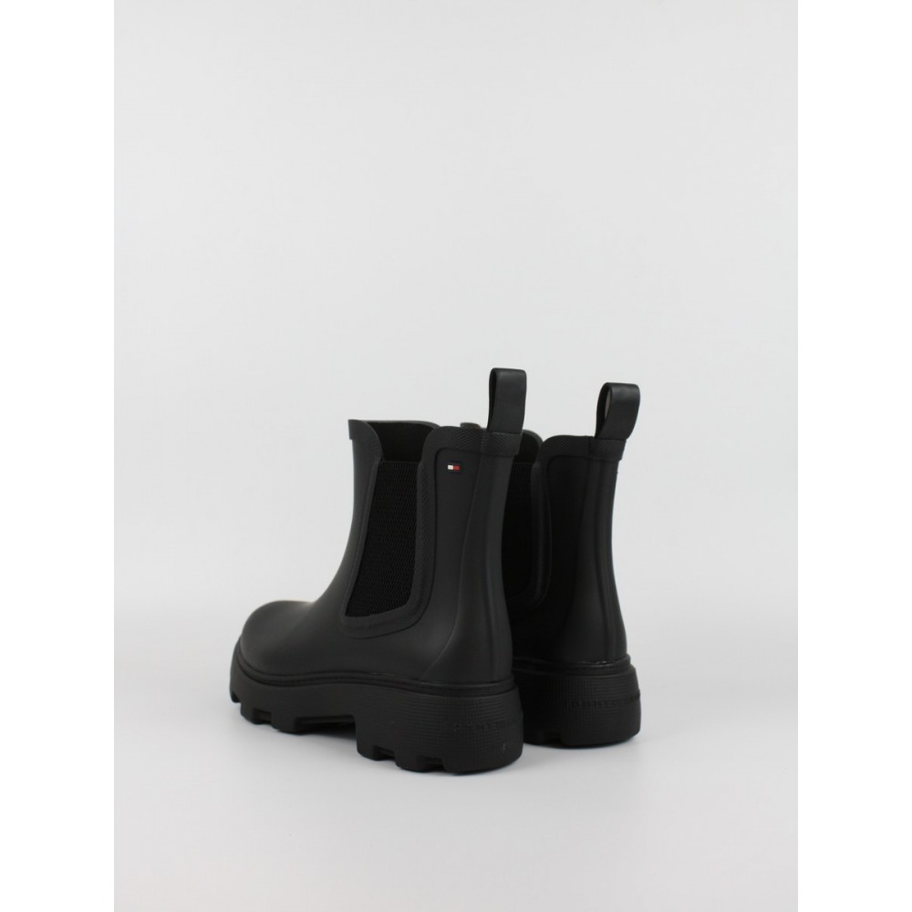 Γυναικεία Γαλοτσάκια Tommy Hilfiger Rubber Flag Cleated Rainboot FW0FW09387-BDS Μαύρο