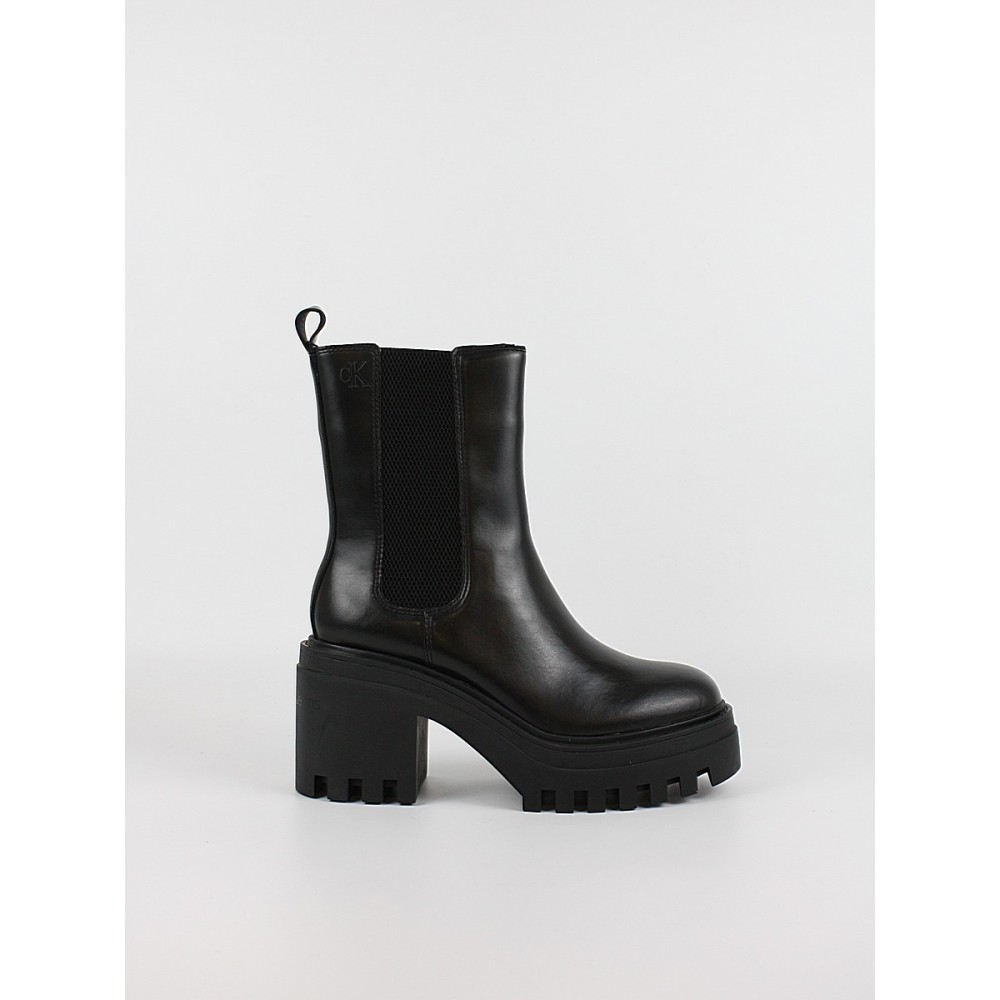 Γυναικείo Μπoτάκι Calvin KLein Chunky Heeled Chelsea Lth YW0YW01547-0GJ Μαύρη