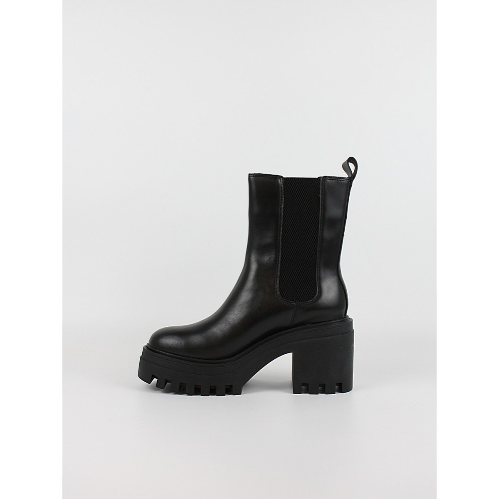 Γυναικείo Μπoτάκι Calvin KLein Chunky Heeled Chelsea Lth YW0YW01547-0GJ Μαύρη