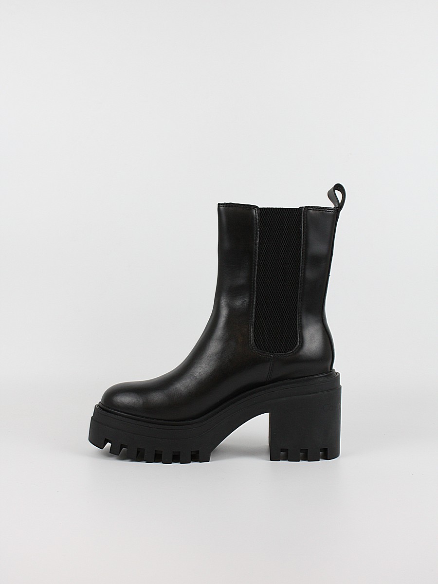 Γυναικείo Μπoτάκι Calvin KLein Chunky Heeled Chelsea Lth YW0YW01547-0GJ Μαύρη