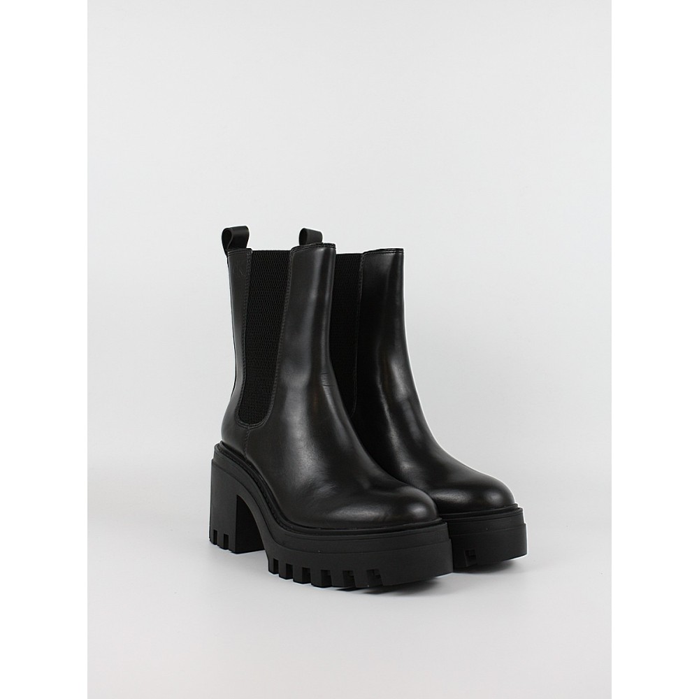 Γυναικείo Μπoτάκι Calvin KLein Chunky Heeled Chelsea Lth YW0YW01547-0GJ Μαύρη