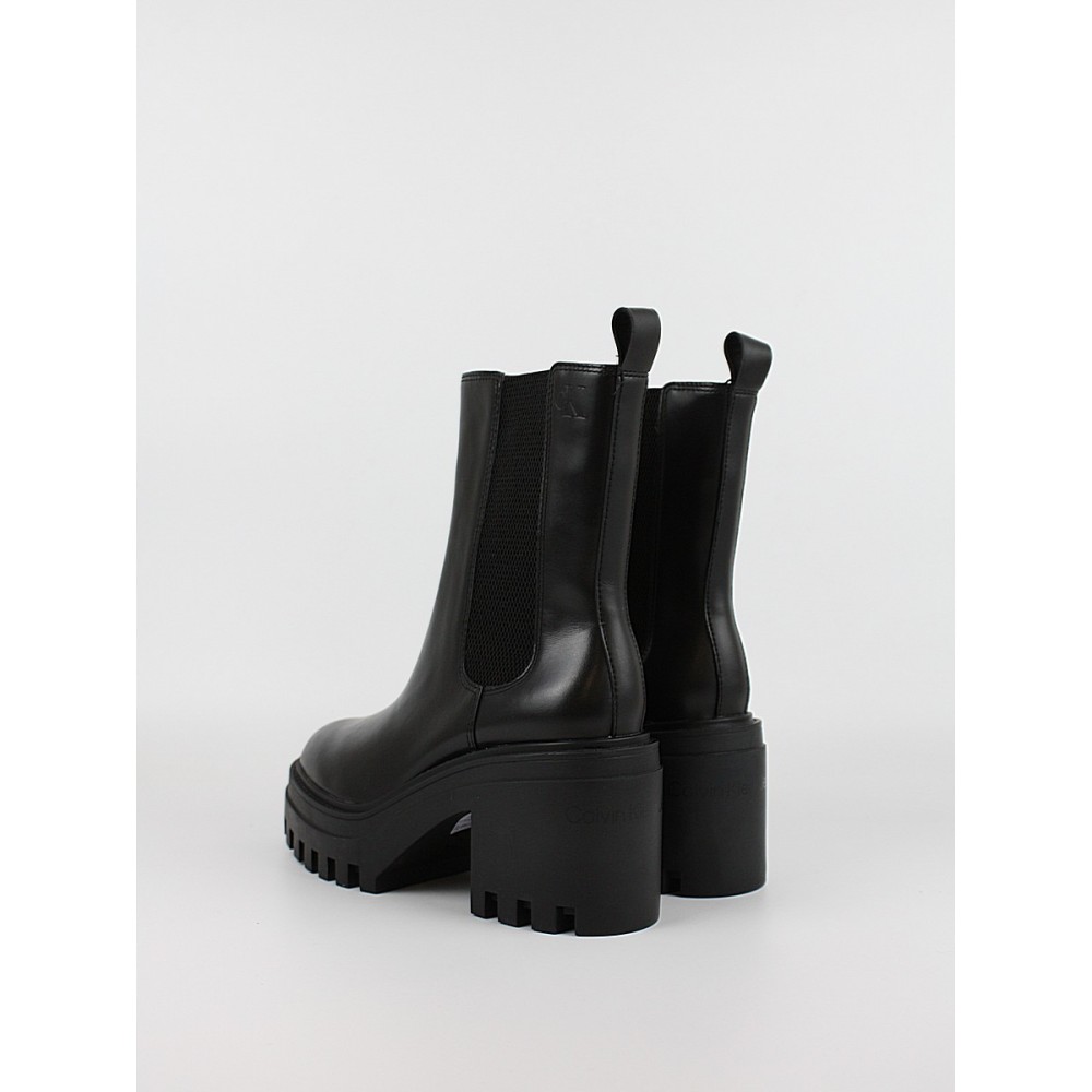 Γυναικείo Μπoτάκι Calvin KLein Chunky Heeled Chelsea Lth YW0YW01547-0GJ Μαύρη