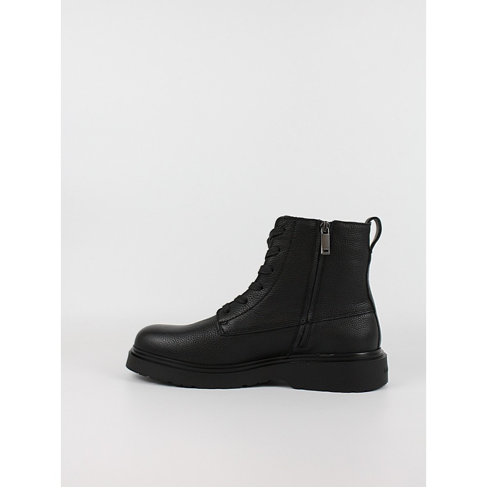 Ανδρικά Μποτάκι Calvin KLein Combat Ess Lace Up Zip Boot Lth YM0YM01373-0GJ Μαύρο