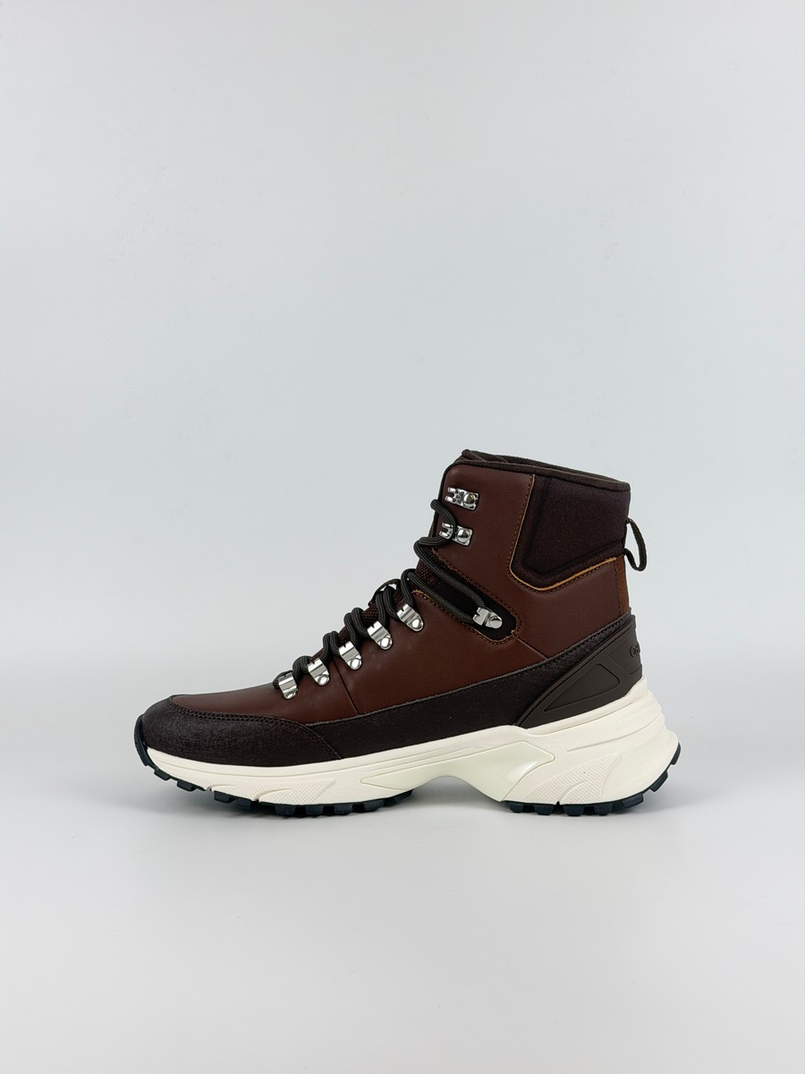 Ανδρικό Μποτάκι Calvin KLein Hike Runner Mid Laceup Lth HM0HM02323-0GR Καφέ
