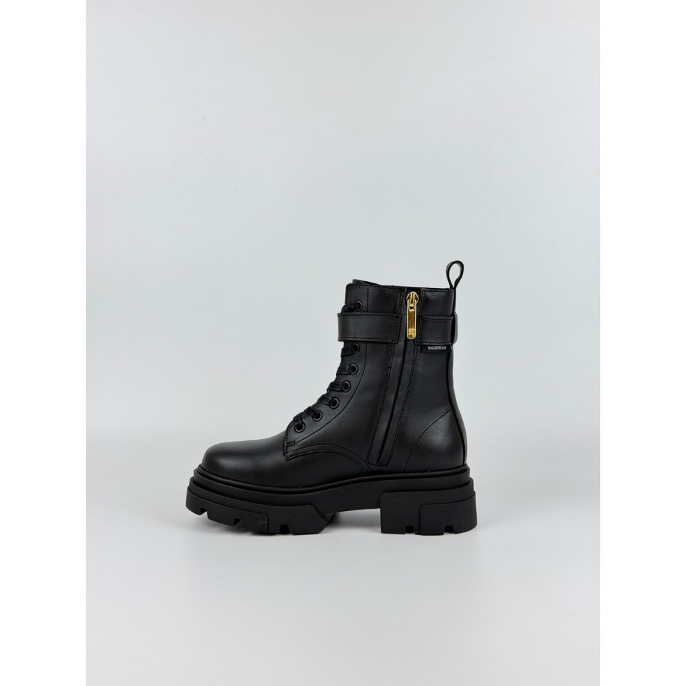 Γυναικεία Γαλοτσάκια Tommy Hilfiger Leather Th Buckled Lace Up Boot FW0FW09550-BDS Μαύρο
