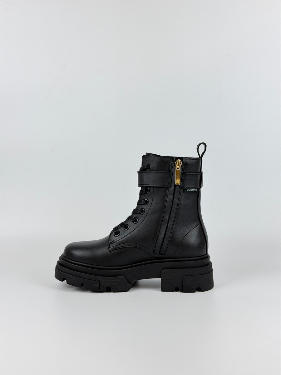 Γυναικεία Γαλοτσάκια Tommy Hilfiger Leather Th Buckled Lace Up Boot FW0FW09550-BDS Μαύρο