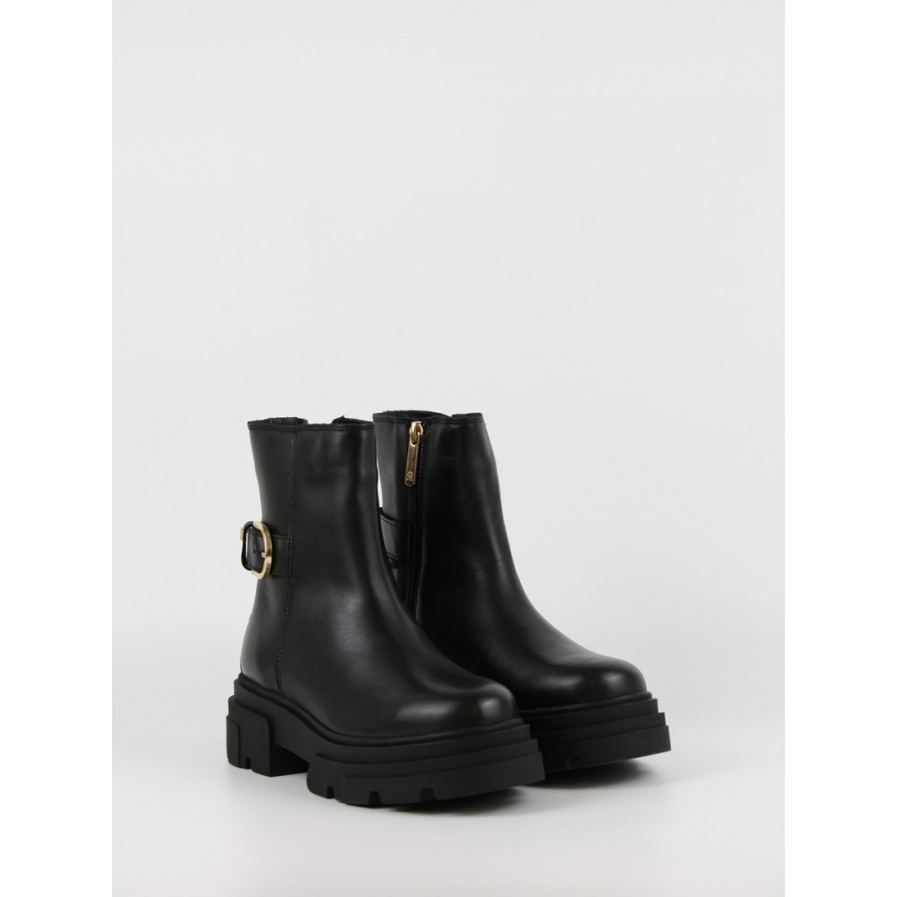 Γυναικεία ΜποτάκιαTommy Hilfiger Leather Chunky Th Buckled Boot FW0FW09549-BDS Μαύρα
