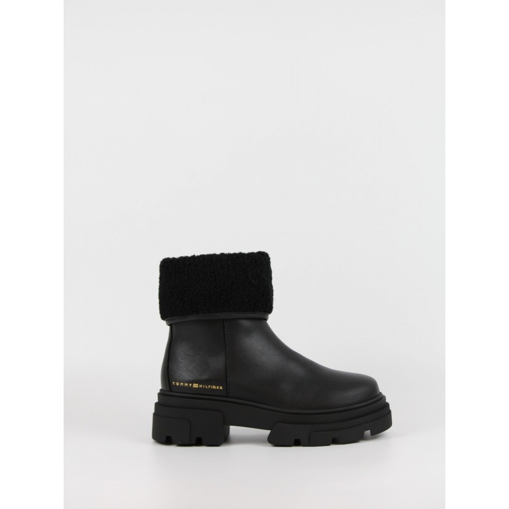 Γυναικεία ΜποτάκιαTommy Hilfiger Shearling Fold Chunky Ankle Boot FW0FW09677-BDS Μαύρα