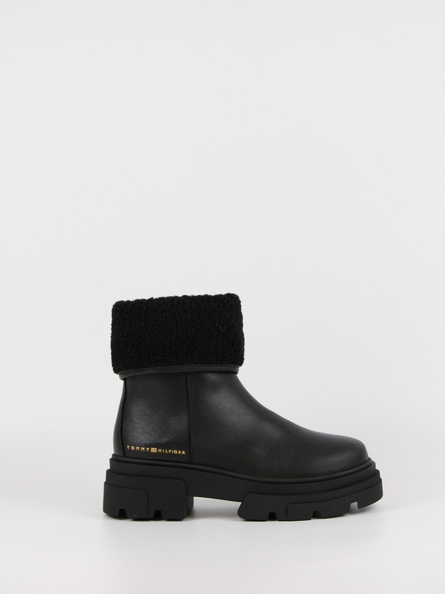Γυναικεία ΜποτάκιαTommy Hilfiger Shearling Fold Chunky Ankle Boot FW0FW09677-BDS Μαύρα