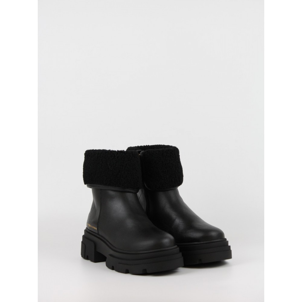 Γυναικεία ΜποτάκιαTommy Hilfiger Shearling Fold Chunky Ankle Boot FW0FW09677-BDS Μαύρα