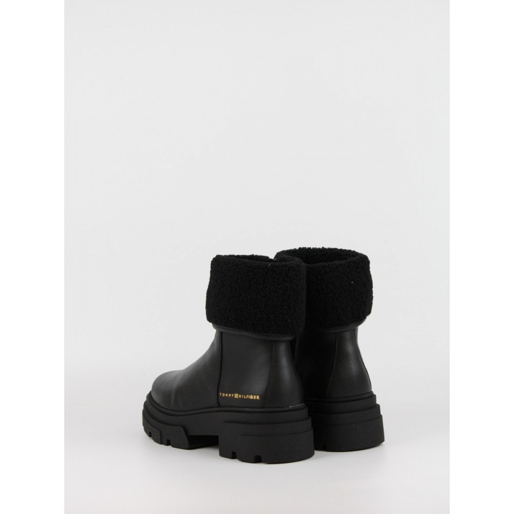 Γυναικεία ΜποτάκιαTommy Hilfiger Shearling Fold Chunky Ankle Boot FW0FW09677-BDS Μαύρα